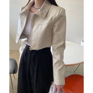 [레브2컬러]어텀 크롭 레더 자켓