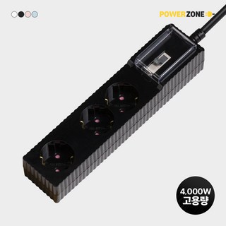 파워존 4000W 국산 고용량 웨이브 멀티탭 과부하차단 3구 50cm 1.5m 3m 5m 7m, 과부하차단 3구50cm블랙, 1개 산업용콘센트