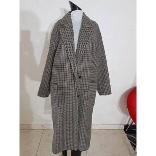[중*고] 톰보이 체크패턴 오버핏 롱코트 55 (NB11147)