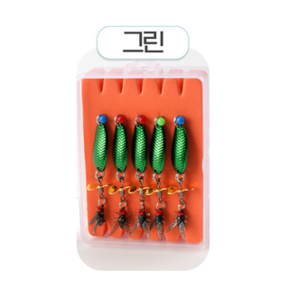 999피싱 꺽지 스피너 베이트 민물 루어 낚시 쏘가리 송어 배스 스푼 회전 블레이드, 1세트, 2.5g, 그린