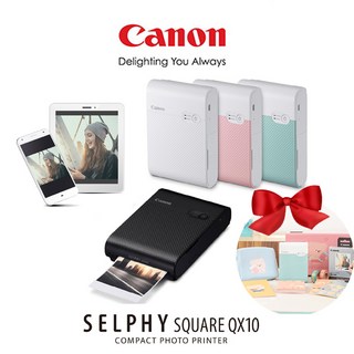 휴대용 포토프린터 SELPHY SQUARE QX10+전용카트리지 XS-20L+밤토리패키지, 핑크