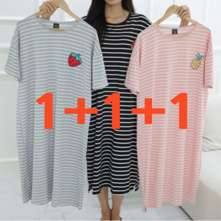 [1+1+1]호잉상점 반팔 원피스 잠옷 여성 홈웨어 세트 빅사이즈 임산부 파자마