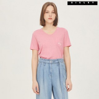 시슬리 시에나 슬럽 포켓 티셔츠