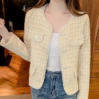 여성용 라운드 진주장식 트위드 자켓 Women's Jacket 2K519