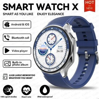 OPPO 명품스마트워치 watch X 2.0 아몰레드 3d 블루투스 통화 음악 비디오 재생, GPS + 블루투스, 4.66cm, 파란색