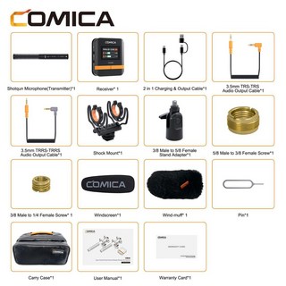 Comica VM40 슈퍼 카디오이드 듀얼 채널 무선 샷건 마이크 카메라 스마트폰 PC용 블루투스 2.4G, 01 VM40