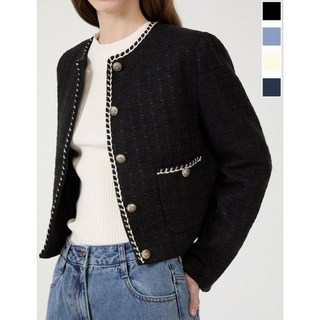 리스트 트위드 브레이드 라운드넥 자켓(TWWJKP52070) 389073