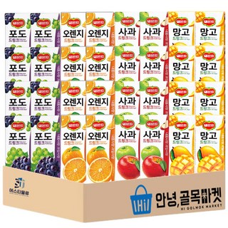 [안녕골목마켓] 델몬트 드링크 망고 8개 포도 8개 사과 8개 파인애플 8개 총 32개 세트 *안전포장*, 1세트, 190ml