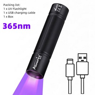 3W 미니 UV 돈 USB 토치 마커 형광제 365NM/395NM 전갈 블랙 고양이 손전등 소변 라이트 개 충전식, SV127-365nm-Black, 1개