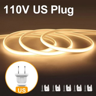110V 220V 슈퍼 밝은 COB LED 스트립 스위치 FOB 테이프 리본 EU 플러그 35M 30M 25M 20M 15M 10M 네온 불빛 주방, Warm White-110V, 1개