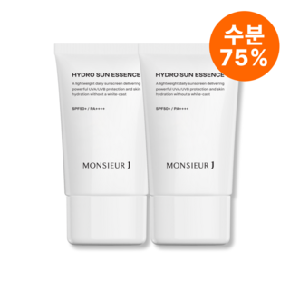 [무슈제이 본사] 무슈제이 하이드로 수분 선 에센스 남자 저자극 민감성 선크림 50ml, 2개