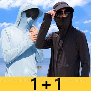 1+1 남성 아투터옷 봄 여름 래시가드 자외선 차단 빅사이즈 후드 바람막이 점퍼 캐주얼 코트 상의 낚시복 등상복 D99U, 블랙+네이비