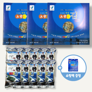 민속 고향 김 선물 8호 (쇼핑백 포함) 3박스, 30개, 15g