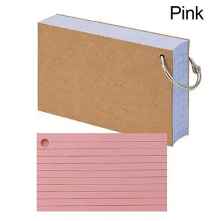 바인더 수평 라인 메모장 잎 인덱스 카드 플래시 작은 수정 공부 사무실 양면 50, Pink, 1개