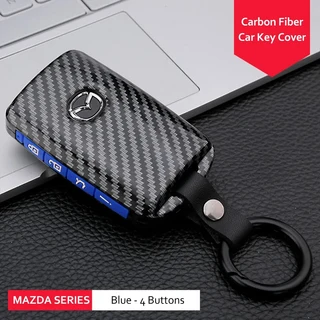 마쓰다 호환 3 Alexa CX-30 CX5 CX8 CX9 CX4 용 탄소 섬유 자동차 원격 키 케이스 커버 셸 키리스 보호 홀, 02 4 Buttons