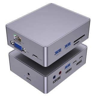 썬더볼트독 허브 17 in 1 PD usb c Thunderbolt dock HD 유형 도킹 스테이션 노트북 용 2x hdmi macbook pro macmini 표면 pc 액세서, 5)2x HDMI  VGA, 1개