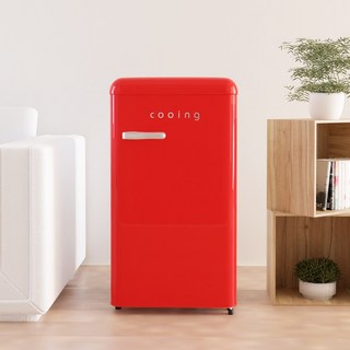 쿠잉 레트로 미니냉장고 REF-S92 레드 블랙 크림 엘로우 92L 소형 냉장고, 레드(REF-S92R)