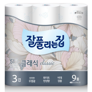 잘풀리는집 클래식 3겹 고급롤화장지, 27m, 9개입, 6개