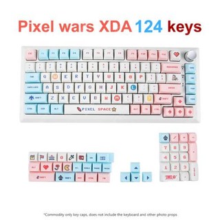 게이밍키보드 픽셀 워즈 테마 PBT 키캡 게임용 기계식 MX 스위치 XDA 프로파일 염료 승화 영어 한국어 124 키, 없음, 없음, 2) English  Pack by plastic ba