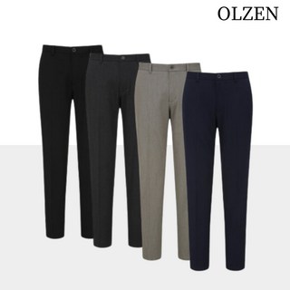 (매장정품) 올젠 남성 스탠다드핏 슬랙스 긴바지 내구성 신축성 비침 없음 클래식 캐주얼 정장 하의