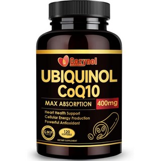 비타민 E & 오메가-3 최대 흡수 코엔자임 Q10이 함유된 유비퀴놀 CoQ10 400mg 소프트젤 강력한 면역증진제 심장 건강 및 에너지 생산 지원 120 카운트 비, 120 Count (Pack of 1)