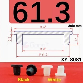 T형 삽입물 구멍이 등급 실리콘 플러그 6MM 블랭킹 엔드 수도관 고무 68 시험관, 61.3mm, A-61.3mm White, 5개
