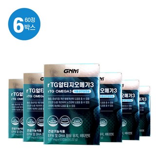 [EPA+DHA 1 000mg/1일] GNM rTG 알티지오메가3 / 비타민E 식물성 캡슐, 60정, 6개