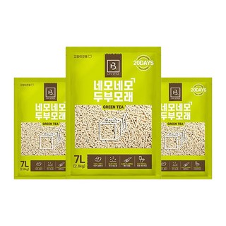 브리더랩 네모네모 두부모래 녹차 7Lx3개 고양이, 3개, 7L