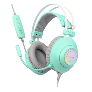 앱코 HACKER 가상 7.1 RGB 진동 노이즈 캔슬링 마이크 3D 초경량 게이밍 헤드셋, 민트, N550 ENC