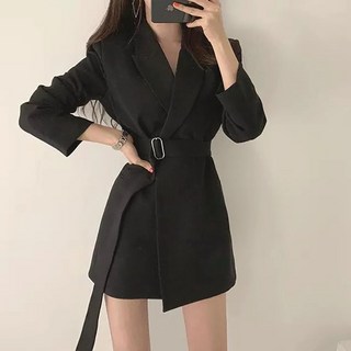 슬림소녀 신품 봄 여성용 리스벨트 하프 정장 자켓 데일리 슬림핏 트렌치 코트