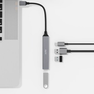 엑토 슬립 타입 C USB 4포트 데이터 전송 허브 HUB-59 그레이, 1개, 상세페이지 참조