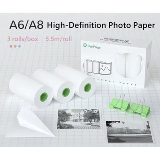 [정품AS가능당일발송] peripage 라벨프린터 모바일 휴대폰 프린터기 미니 타투프린트 A40, 1개, 3롤 포토전용 용지 [가위커팅필요]
