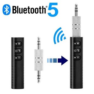 차량용 블루투스 리시버 송신기 BT5.0 3.5mm AUX 잭 스테레오 음악 오디오 자동차 키트 스피커 앰프 마이크 포함 무선 어댑터, 없음, 1) Black, 1개