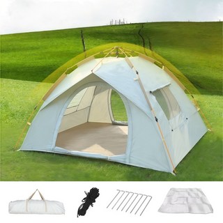 MOTRIA 야외 자외선차단 원터치텐트 그늘막텐트 3~4인용 SZ-ZFH-04, 3-4인용, 아이보리