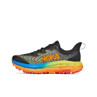 HOKA ONE ONE Mafate Speed 4 운동 편안한 충격 흡수 및 미끄럼 방지 저상 트레일 러닝화 남녀 공용 검정색/주황색