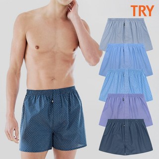 TRY 남성용 라이트터치 순면 트렁크팬티 5종세트