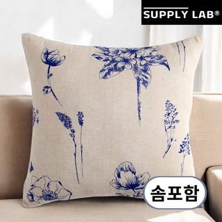 서플라이랩 프렌치플라워 고급 인테리어 핸드메이드 쇼파쿠션 국산솜포함, 옵션2.블루 뜨왈드주이