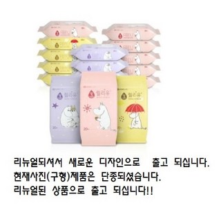 릴리유 퓨어미니 무민에디션 물티슈 휴대형 50평량, 20개입, 48개