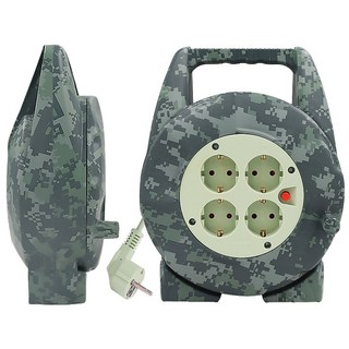 TGIC 4구 15m 20m 1.0sq 코드릴 캠핑릴선 전기릴선 연장선 리드선 신제품 CR1007 차량용충전기, 1개, 밀리터리 카키