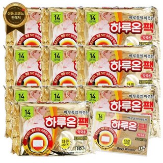 하루온팩 100매입 (10개입 x 10개) 약국용 /붙이는 핫팩 군용 대용량 접착식 파스형오늘출발, 슈퍼핫타임 붙이는핫팩 100매