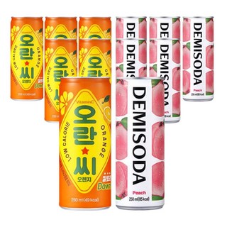 오란씨 250ml 오렌지 + 데미소다 250ml 복숭아 혼합 12입