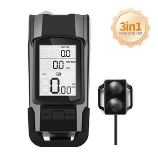 ZOZOFO USB 충전식 3in1 자전거 속도계 전조등 전자벨, 1개, 블랙