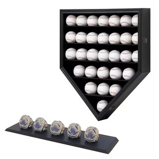 그린투스 야구 디스플레이 케이스 나무 홀더 마운트 섀도우 박스 사인볼 컬렉션 보관함 블랙, 30Ball black, 1개