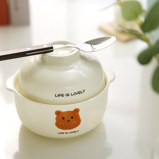 곰돌이 통통 멀티 도자기볼 계란찜용기 라면조리용기 전자레인지 오븐 식기세척기 사용가능, 1개