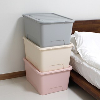 올리오 다용도 대형 대용량 플라스틱 옷 속옷 소품 서류 장난감 이불 트렁크 팬트리 수납함 정리함 리빙박스 수납박스 90L 1개, 인디핑크