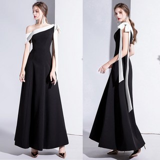 노블드레스 원오프숄더 블랙드레스