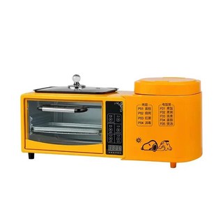미니 오븐 다기능 가정용 아침 식사 기계: 구운 냄비 전기 오븐 토스터 및 샌드위치 결합, 02 yellow, 02 영국
