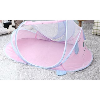 초간편 원터치 이동식 유아 아기 침대 모기장 핑크 대