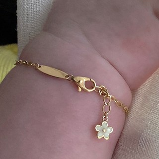 14k 꽃딸랑 미아방지 아기 팔찌