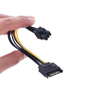PCI 익스프레스 SATA 그래픽 컨버터 어댑터 전원 케이블 비디오 카드 15 핀-6 핀, 01 black, 1개
